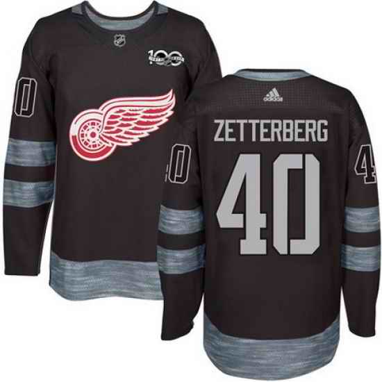 Red Wings #40 Henrik Zetterberg Black 1917 2017 100th Anniversary Stitched NHL Jersey